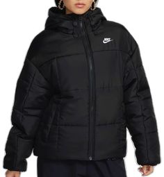 Sporty Black Outerwear, Nike Sporty Puffer Jacket For Fall, Athleisure Puffer Jacket For Sports, Athleisure Puffer Jacket For Sports In Fall, Athleisure Black Puffer Jacket For Fall, Fall Sports Athleisure Puffer Jacket, Fall Athleisure Puffer Jacket For Sports, Nike Athleisure Outerwear For Winter Sports, Black Spring Puffer Jacket For Outdoor Activities