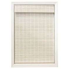 a white window with blinds on it