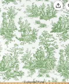 a green and white toiler print fabric