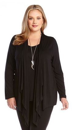 PLUS SIZE BLACK TANK CARDIGAN COMBO TOP #Plus #Size #Fashion #Black #Tank #Cardigan #Combo #Top #Chic #Stylish #Holiday #Plus_Size_Fashion Casual Evening Wear, Fashion And Beauty Tips, Plus Size Black, Tops Black