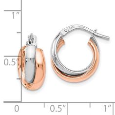 14k White Gold Rose Gold-plated Polished Finish Hoop Earrings , Average Weight 1.61 gm, Length of Item 17.25 mm, Width of Item 11 mm Rose Tone, Selling Jewelry, Left And Right, Gold Material, Gold Rose, Rose Gold Plates, Gifts For Women, Jewelry Collection, Gemstone Rings