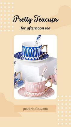 the cover of pretty teacups for afternoon tea