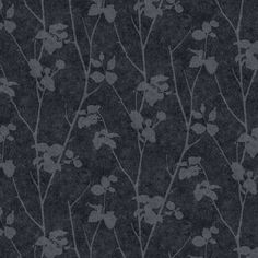 a black and white wallpaper with leaves on it's side, in front of a dark background