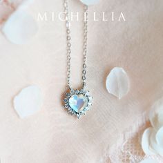 "Our current turnaround time for regular orders is 6-8 weeks. For urgent orders, please shop our Ready-to-Ship collection below (7-10 business days): https://michellia.com/collections/ready-to-ship (please copy and paste into browser) -------- 「Cordelia」- Heart of the Sea necklace, in Moonstone | N4006 \"You've got eyes of the stars and heart of the sea. Come, come away with me.\" ♥ Product Summary ♥ Main Stone: Natural Moonstone, Heart Shape Faceted Cut, 6mm*6mm Accent Stone: Genuine Diamonds, Silver Crystal Heart Necklace For Wedding, Dazzling Heart-shaped Jewelry For Weddings, Diamond White Heart Pendant Jewelry For Wedding, Wedding Jewelry With Diamond White Heart Pendant, Heart-shaped Gemstone Heart Necklace For Weddings, Heart-shaped Gemstone Necklace For Wedding, Elegant Crystal Heart Necklace For Wedding, Fine Jewelry Heart Pendant For Wedding, Crystal Heart Pendant Necklace For Wedding