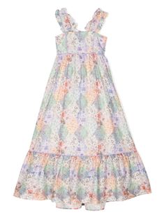 MARLO Thalia floral-print Dress - Farfetch Cotton Floral Dress With Ruffles For Vacation, Multicolor Floral Patchwork Maxi Dress For Spring, Spring Multicolor Print Cotton Dress, Multicolor Sundress With Ruffle Hem, Multicolor Floral Patchwork Dresses For Spring, Spring Cotton Dress With Multicolor Print, Spring Patterned Dresses With Ruffle Hem, Patterned Spring Dresses With Ruffle Hem, Patterned Dress With Ruffle Hem For Spring