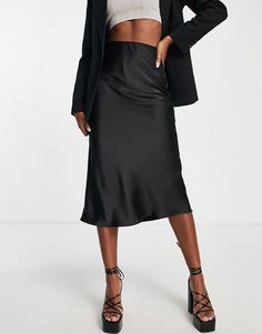 Skirt by ASOS DESIGN The scroll is over Plain design High rise Regular fit French Minimalist Style, Black Satin Skirt, High Low Maxi Skirt, Vinyl Mini Skirt, Womens Skorts, Satin Slip Skirt, Tulle Midi Skirt, Latest Skirts, High Waisted Pencil Skirt