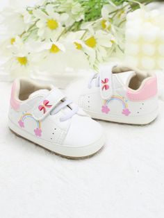 Infant Walking Shoes, Rainbow And Bow Design Infant Sports Shoes, Lightweight & Anti-Slip, Suitable For Daily Wear & Vacation, Four Seasons Pink Cute,Sporty,Fashionable    Cartoon,Geometric,Graphic,Plain    Baby Shoes, size features are:Bust: ,Length: ,Sleeve Length: Bohemian Beach Style, Baby Walking Shoes, Baby Walking, Geometric Graphic, Baby Sneakers, Bow Design, Girls Sneakers, Outdoor Wear, Walking Shoes