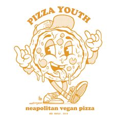 the logo for pizza youth, which features an image of a cartoon character