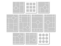 several squares and circles are arranged on top of each other