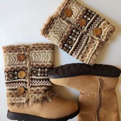 Never Worn. Like 2 Boots In 1, This Cozy Pair Includes Detachable Sweater-Knit And Faux-Fur Cuffs With Cute Button Details. 7" Shaft. Muk Luks Boots, Mukluk Boots, Fleece Boots, Fur Cuffs, Flat Booties, Funky Shoes, Knit Boots, Tan Boots, Warm Boots