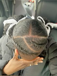 #coquette #blackgirlshairstyles Cute Style For Natural Hair, Hair Braided Back Into A Ponytail, Protective Natural Hairstyles On Short Hair, Braid In Front Natural Hair, Two Cornrows With Puff, Quick Hairstyles For Black Women 4c, 2 Braids Into A Bun Natural Hair, Cute Braided Hairstyles Black Hair Short, Braids With Ponytail Natural Hair