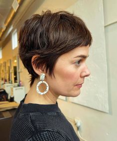 Long Pixie Haircut, Long Pixie Cut, Pixie Haircut Ideas, Hair Today Gone Tomorrow, Longer Pixie Haircut, Long Pixie Hairstyles, Short Dark Hair, Shaggy Short Hair, Long To Short Hair