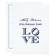 a baby shower card with the word love in blue ink on it's front and back