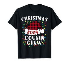 PRICES MAY VARY. Christmas 2024 Cousin Crew Xmas Lights Santa Hat Pajamas. This lazy, ugly shirt for women and men fits on every pajama, PJ Party. Perfect for cozy holidays or as a last minute present. Santa will be generous with novelty this xmas. Funny Santa Christmas Xmas. Whether elf, reindeer, snowflakes, cookies, socks or xmas cards let's get cozy this winter. Put on this oh christmas tree your ornaments are hirstory christmas pajama shirt, tee and your santa hat and enjoy family dinner Li Black Christmas Tshirts, Christmas Shirts For Pjs, Cookie Crew Pajamas, Funny Cousin Christmas Shirts, Black Christmas Shirts, Cousin Christmas Shirts Funny, Christmas Pajama Svg, Snowflakes Cookies, Funny Santa Shirts