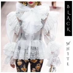 * Ruffle Top * Retail $155 * New With Store Tags * Exaggerated Bow * 100% Polyester * Sheer Organza Fabric * Button Front Bust 36” Waist 29" Sleeve 24” Length 29" Sheer White Blouse, White Peplum, Cheap Blouses, Black Sheer Blouse, Puff Long Sleeves, Organza Fabric, Blouse Material, Hem Top, Women Shirts Blouse