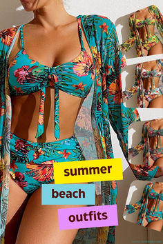 Perfect for those beach days when you want to seamlessly transition from a refreshing swim to a casual beachside lunch. The bikini's flattering cut ensures you feel confident, while the lightweight cover-up offers just the right amount of coverage without sacrificing style. Whether you're lounging by the pool or exploring the coastline, this ensemble promises to keep you looking and feeling cool. #BeachFashion
#BikiniSeason
#CoverUpStyle
#SummerEssentials
#SwimwearChic Beach Goddess, Summer Beach Outfit, Beach Look, Beach Days, Summer Essentials, Beach Style, Feel Confident, Up Styles, Beach Day