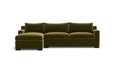 a green couch and ottoman on a white background