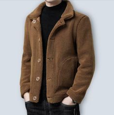 Stand Collar Jackets, Pu Leather Jacket, Military Style Jackets, Coat Men, Outwear Jackets, Brown Coat, Woolen Coat, Fleece Coat, Warm Jacket