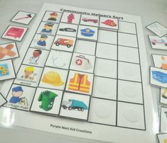 a board game with pictures of different professions