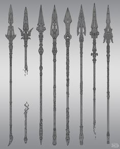 Odin Spear Gungnir, Odins Spear Tattoo Design, Polearm Designs Art, Polearms Design, Cool Spears Design, Spears Design Art, Spear Drawing Reference, Spear Tattoos, Fantasy Polearm