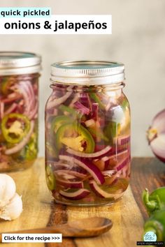 pickled onions and jalapenos in mason jars