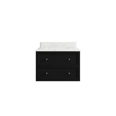 a white sink sitting on top of a black cabinet