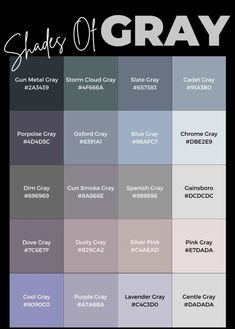 the shades of gray are shown in this graphic style, which includes different colors and sizes