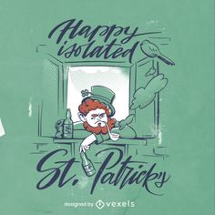 st patrick's day t - shirt design with leprechaun and bird