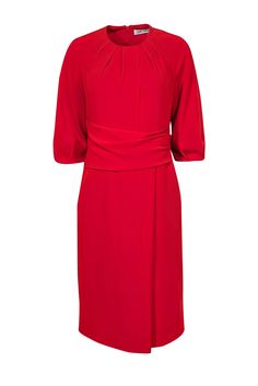 Get ready to turn heads with this stunning red dress by The Fold! Featuring a cropped sleeve, knee-length design, and a unique jewel pleated neckline, this dress offers a modern minimalist twist on the classic cocktail dress. Perfect for any special occasion, whether it's a work event or a night out, this stylish and chic dress will have you looking professional and on-trend. Don't miss out on this must-have piece! Size 4 Shell 75% Triacetate, 25% Polyester Lining 100% Polyester Pleated jewel neckline Connected waist sash detail Invisible zipper closure down back Cropped sleeve Two side pockets on hips Fold detail in front Bust 32" Waist 29" Shoulder to hem 42" Sleeve length (from neckline) 20.5" Classic Cocktail Dress, Pleated Neckline, Waist Sash, Classic Cocktail, Jewel Neckline, The Fold, Chic Dress, Invisible Zipper, Knee Length Dress