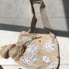 Brand New- With Duster Bag 100% Hand Made In Colombia This Is A Beige Color With White Lace And Rose Gold Beading White Bohemian Bucket Bag For Everyday, Everyday White Bohemian Bucket Bag, Chic Handmade White Bucket Bag, White Crochet Bucket Bag With Adjustable Strap, White Beaded Bags For Summer, White Beaded Summer Bags, Summer White Beaded Bags, Daily Use White Beaded Bags, White Handmade Bucket Shoulder Bag