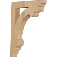 an unfinished wood corbet bracket on a white background