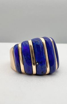 Shield Ring, Lapis Lazuli Gemstone, Blue Lapis Lazuli, Blue Lapis, Lapis Lazuli, Carving, Yellow Gold, Gemstones, Ring