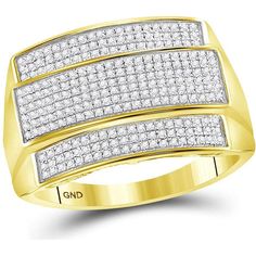 GND 10K Yellow Gold Rectangular Cluster Ring with Pave-Set Round Diamonds - 0.42 Carat Total Diamond Weight Birthday Gemstones, Yellow Gold Mens Rings, Lateral Raises, I Love You Baby, Circle Diamond, Square Rings, Mens Accessories Jewelry, Gold Branding, Mens Ring