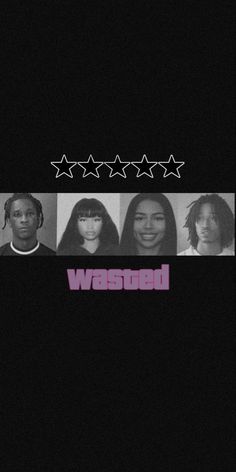 the cover art for wasted's album, featuring five stars and four women with long hair