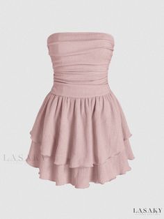 Lasaky - Zhang Yuanying Pleated Strapless Double-Layer Cake Dress Double Layer Cake, Dress With Ruffle Hem, Summer Cocktail Dress, Cake Dress, Split Hem Dress, Unique Outfit, Dress Cake, Clothing Details, Casual Date