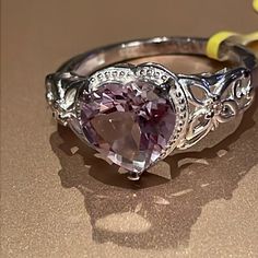 Gorgeous Genuine Rose D’france Amethyst Sterling Silver Heart Ring 925 Sterling Silver In A Pink Tone Amethyst Heart Shaped Nwts Silver Amethyst Ring For Valentine's Day Gift, Amethyst Rings For Valentine's Day, Silver Amethyst Heart Cut Ring Gift, Silver Heart Cut Amethyst Ring Fine Jewelry, Silver Heart Cut Amethyst Ring Gift, Elegant Silver Amethyst Ring For Valentine's Day, Silver Sterling Silver Amethyst Ring For Valentine's Day, Silver Amethyst Ring With Heart-cut Center Stone, Silver Amethyst Heart Cut Ring