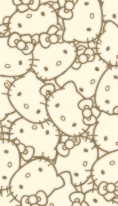 a bunch of hello kitty wallpapers in brown and white