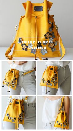 Floral Fashion, Summer Trend, Leather Handbag, Leather Shoulder Bag, Bucket Bag, Gift for her, Small leather bag, Gift idea, Leather Yellow Bag, Yellow Handbag, Flowers, Floral Bag, Handmade Bag, Designer bag Leather Bucket Pouch For Shopping, Leather Hobo Bag With Mobile Phone Pouch, Leather Mobile Phone Pouch For Shopping, Yellow Leather Shoulder Bucket Bag, Yellow Leather Bucket Satchel, Yellow Leather Mobile Phone Bag, Yellow Leather Pouch Bag, Leather Clutch Pouch For Shopping, Yellow Leather Satchel With Mobile Phone Bag