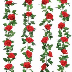 PRICES MAY VARY. Are you READY for GORGEOUS DÉCOR to make VIVID MEMORIES? Our red rose flower garland will beautify your space, bring you happiness and make unforgettable memories. Package Include : 4 garlands per pack. Approx 8FT long each garland. 16 big rose flowers each garland, diameter of the rose flower is around 3.15inch (8cm). Material: silk flowers + silk leaves + plastic stems.. Handmade item, realistic looking wedding rose flower garland. Applicable occasions: the artificial hanging Rose Leaf, Vine Wreath, Rose Garland, Rose Vines, Artificial Peonies, Wedding Table Flowers, Red Rose Flower, Craft Room Decor, Rose Leaves