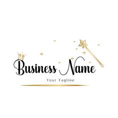 business name with gold stars and sparkles