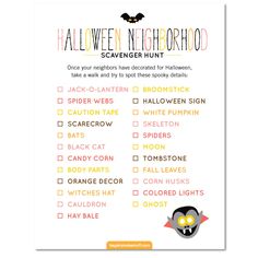 the halloween neighborhood scavenger hunt printable