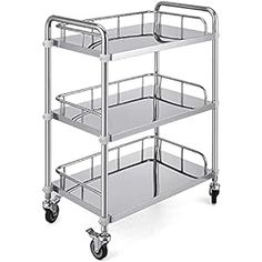 three tiered metal cart with wheels