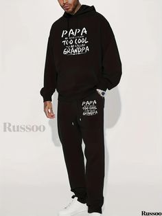 Russoo - Mens Long Sleeve Hoodie Set: Letter Print, Versatile & Trendy Streetwear for Autumn & Winter Outdoor Activities, Featuring Kangaroo Pocket Sweatshirt and Sweatpants Ensemble Winter Cotton Tracksuit With Graphic Print, Winter Cotton Graphic Print Tracksuit, Cotton Tracksuit With Graphic Print, Casual Winter Tracksuit With Letter Print, Streetwear Tracksuit With Letter Print And Crew Neck, Winter Tracksuit With Letter Print And Crew Neck, Casual Long Sleeve Tracksuit With Graphic Print, Black Cotton Crew Neck Tracksuit, Winter Cotton Tracksuit With Letter Print