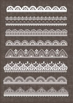 a set of white lace borders on a brown background