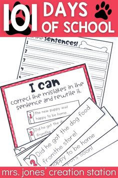 the ten days of school worksheet for students to practice their writing and spelling skills