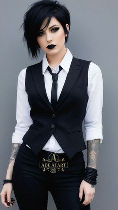 Punk Women, Outfit Mujer, Gothic Rock, Woman Suit Fashion, Edgy Hair, Estilo Punk, Looks Black, Gothic Outfits