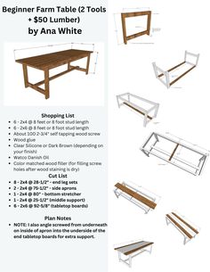 the instructions for how to build an outdoor table with benches and tables on each side