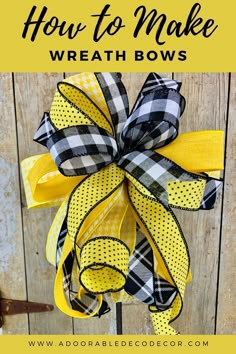 a yellow and black bow with the words ez bow maker on it's side