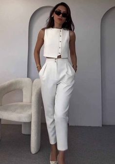 Chic Closet, Dress Attire, Two Piece Pants Set, Engagement Pics, Cropped Vest, High Waist Pants, Pant Sets, Graduation Outfit, Fashion 2024