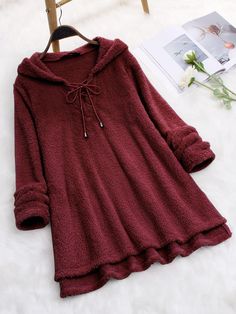 SPU: 20SHATA3BBMaterial: Cashmere,PolyesterPattern Type: SolidSleeve Type: Long SleeveStyle: CasualNeckline: HoodieProcess: PocketsTheme: Spring/FallThickness: Mid-weightElasticity: Slightly stretchyOccasion: DailyColor: Wine Red,Pink,PurpleSize: S,M,L,XL,XXLShoulder (cm): S:38, M:39, L:40, XL:41, XXL:42Bust (cm): S:92, M:96, L:100, XL:104, XXL:108Sleeve Length (cm): S:59, M:60, L:61, XL:62, XXL:63Length (cm): S:59, M:60, L:61, XL:62, XXL:63Size Chart SizeShoulderBustSleeve LengthLengthcminchcminchcminchcminchS38.015.092.036.259.023.259.023.2M39.015.496.037.860.023.660.023.6L40.015.7100.039.461.024.061.024.0XL41.016.1104.040.962.024.462.024.4XXL42.016.5108.042.563.024.863.024.8 Winter Drawstring Crew Neck Top, Solid Color Winter Tops With Drawstring, Winter Crew Neck Top With Drawstring, Winter Solid Color Top With Drawstring, Winter Solid Top With Drawstring, Winter Drawstring Top, Cozy Fit Red Tops For Winter, Hooded Drawstring Top For Winter, Long Sleeve Tops With Drawstring Hood For Fall